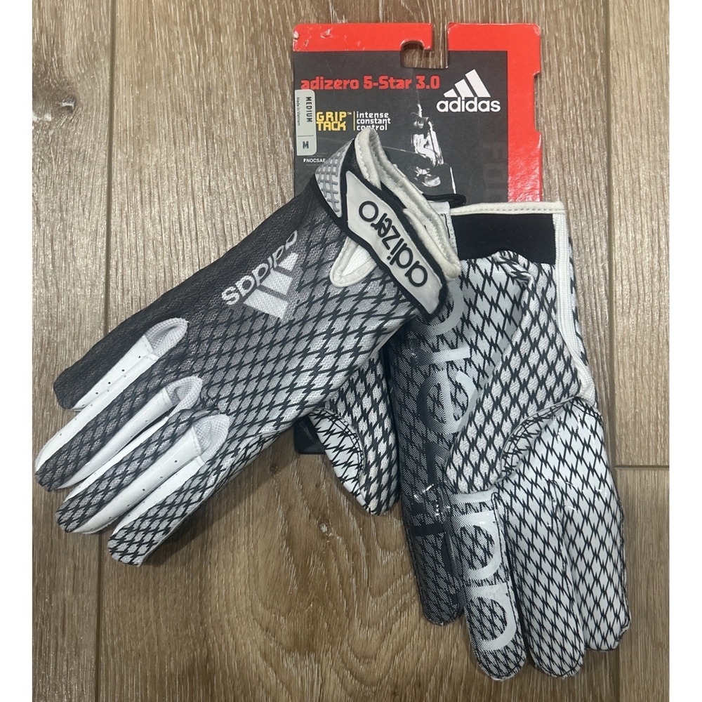 Adidas Adizero 5-Star Football Gloves Men's Size‎ M White Gray NEW GripTack
